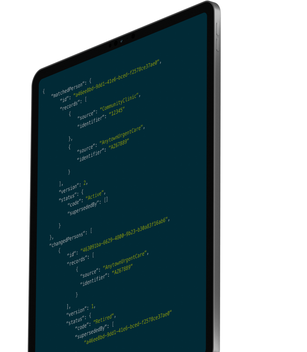 Screen showing API code