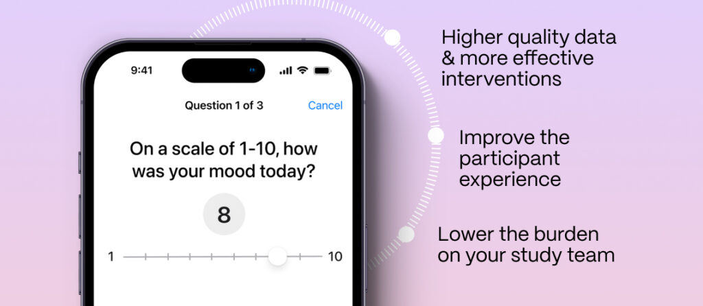 Mood survey screen on phone with summary points