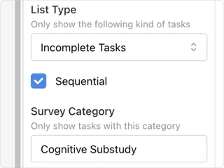 survey task screen