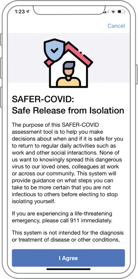 Phone screen with Safer Covid