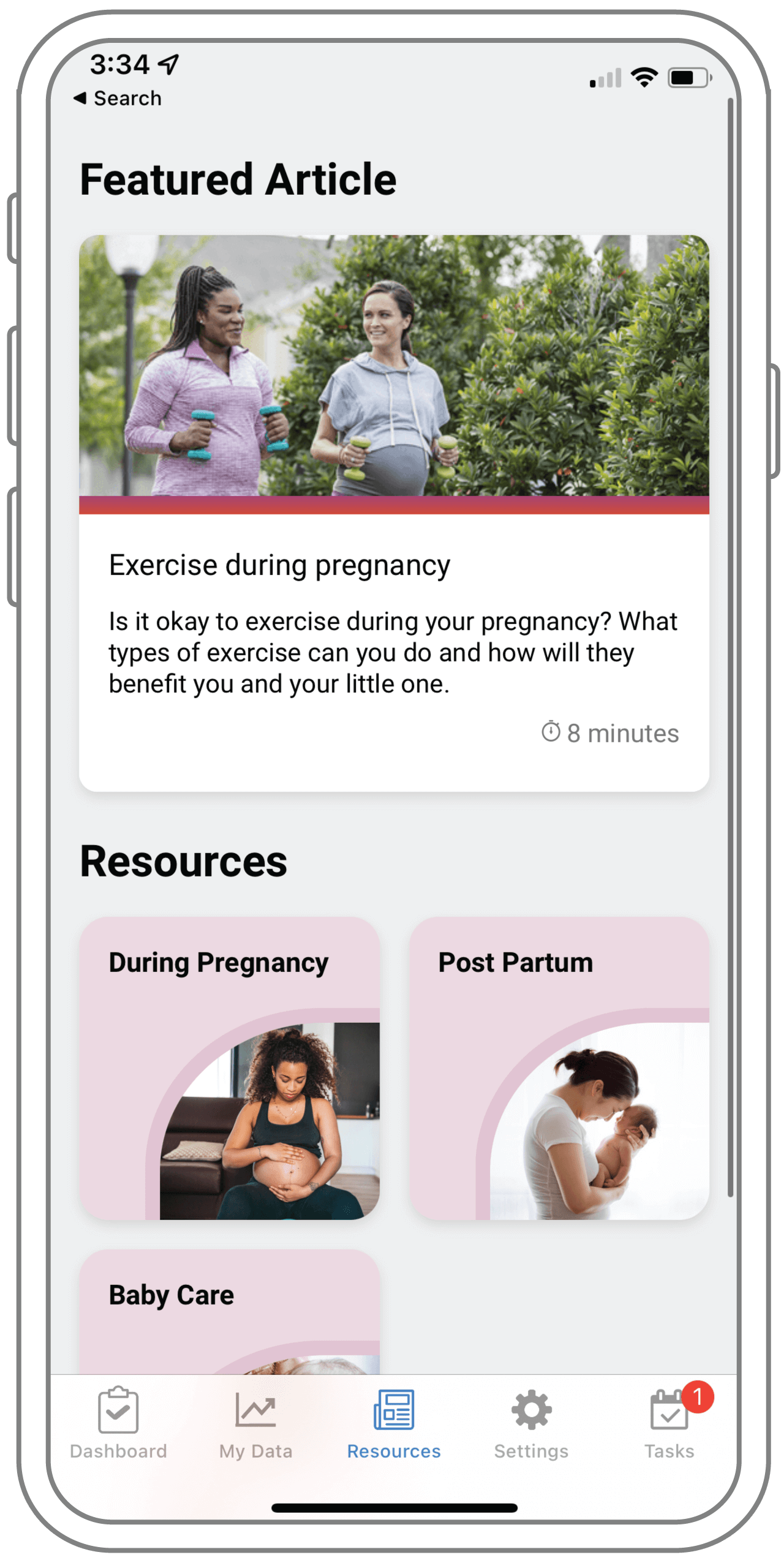 PowerMom feature article screen