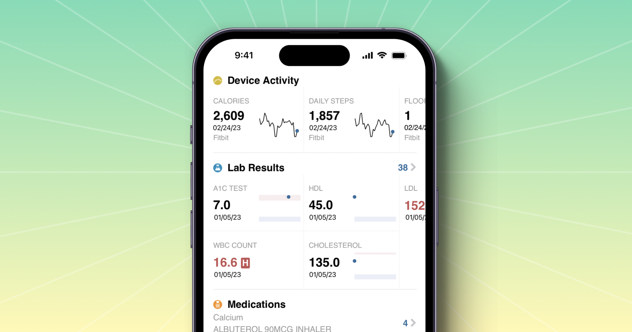 EMR data screen