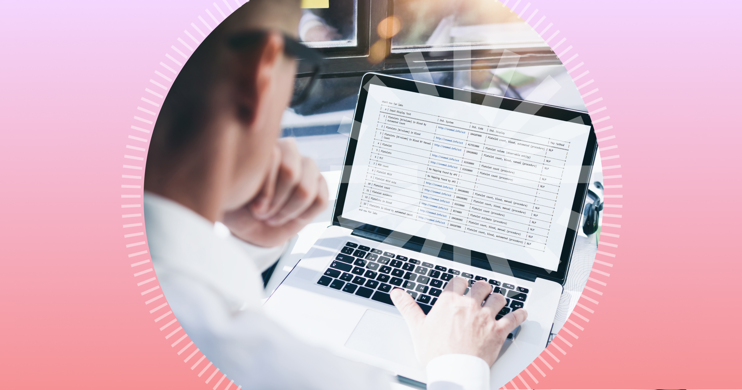 Man at computer screen looking at medical data