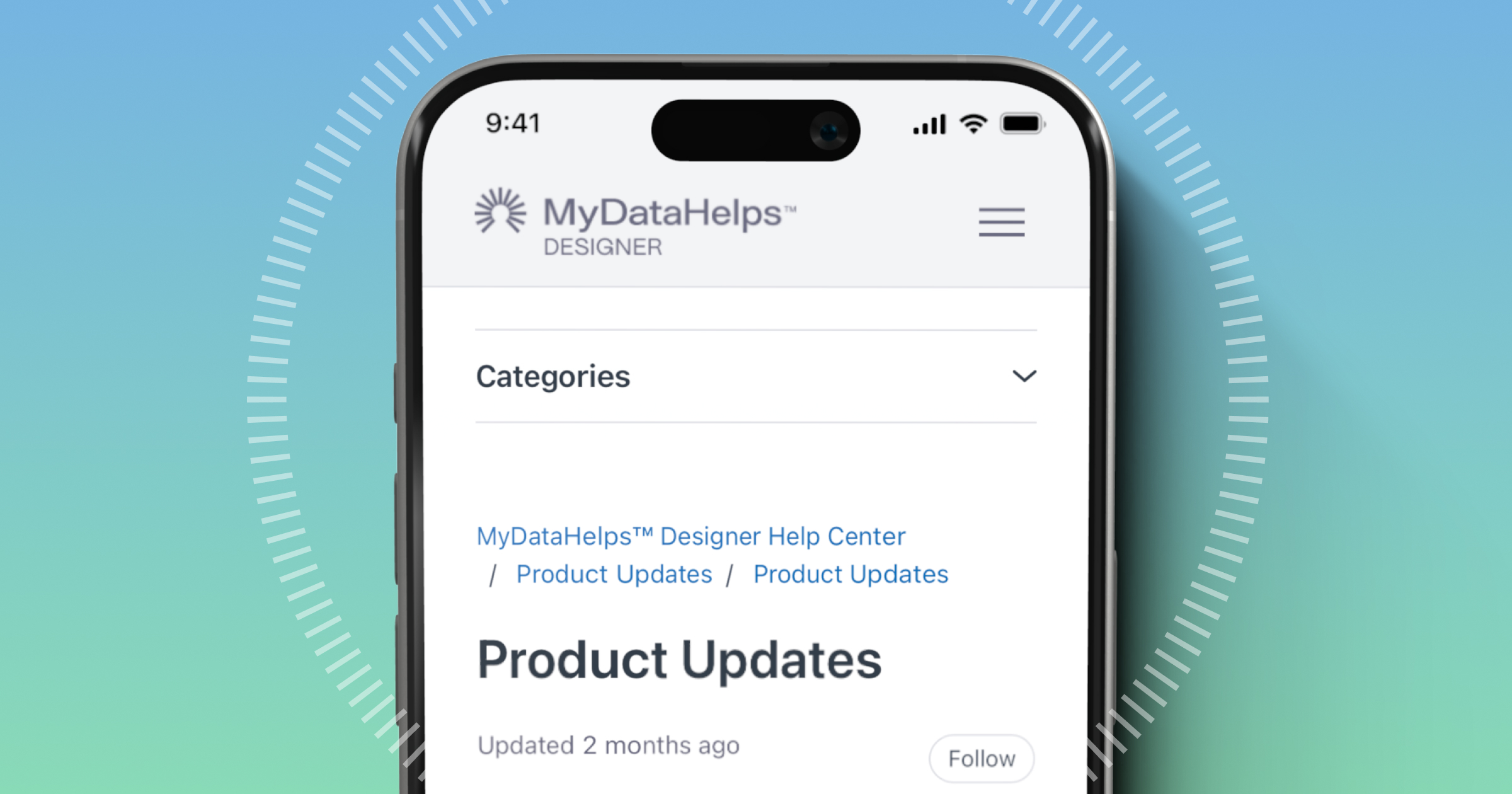 MyDataHelps Designer product update screen