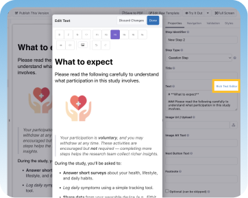 Rich text box screen