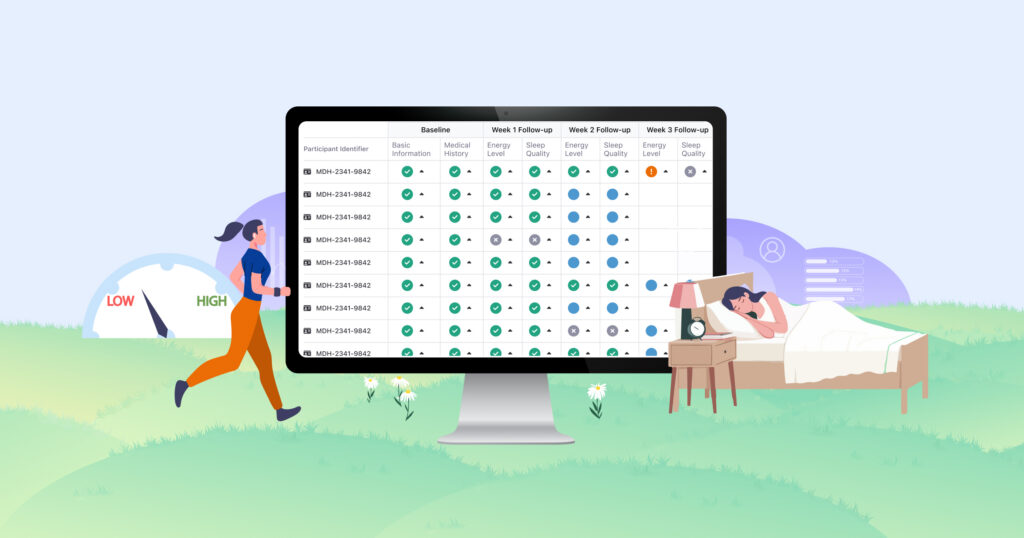 MyDataHelps Designer status columns for surveys and events screen
