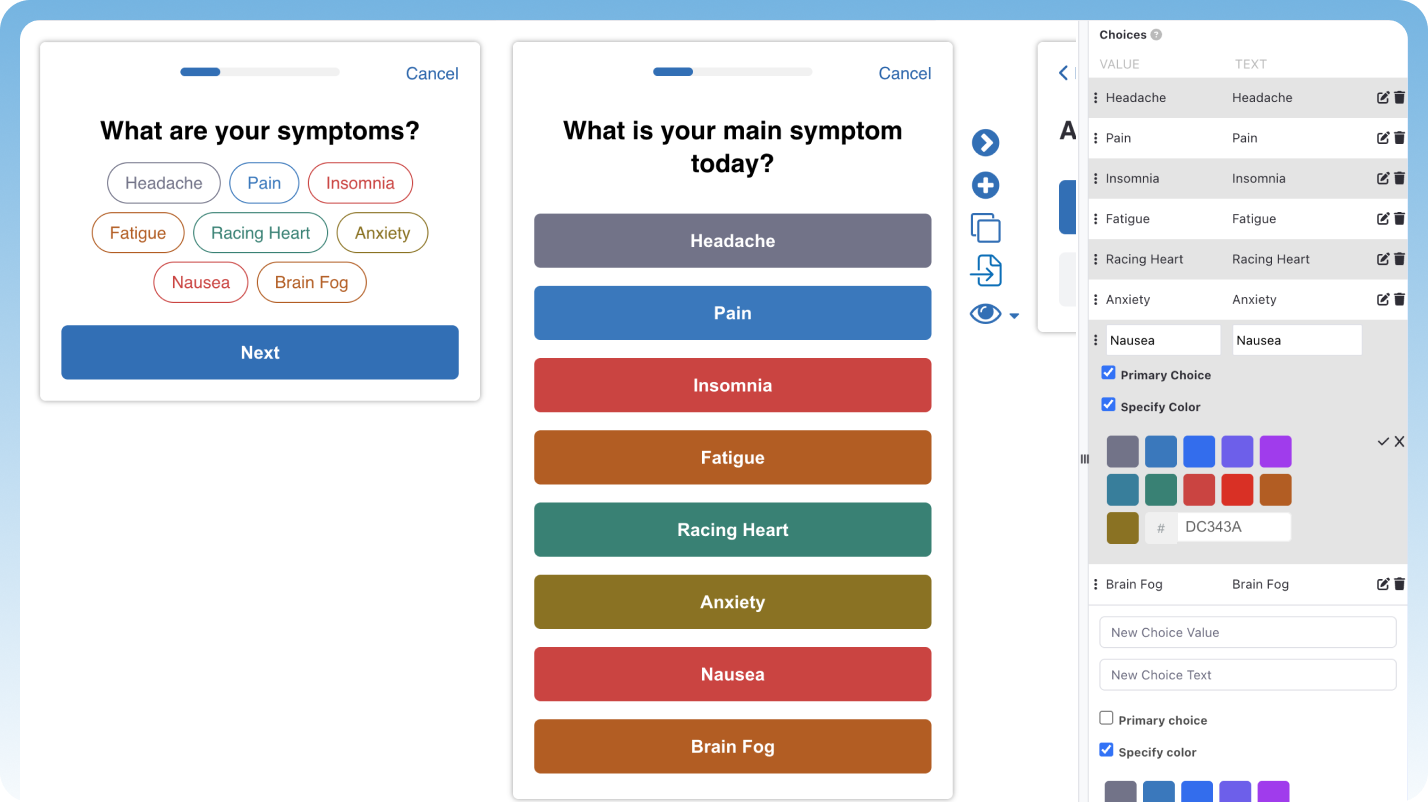 MyDataHelps Designer button formatting screen